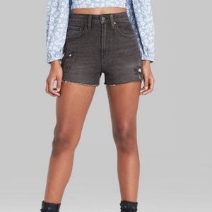 Black Wash High Rise Denim Shorts